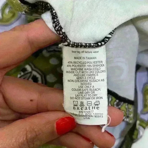 Prana Mikayla Green Purple Paisley Sleeveless V-Neck Wrap Activewear Dress Sz S - Picture 6 of 7